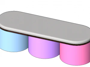 Colorful Cylinder Bench 3D Model