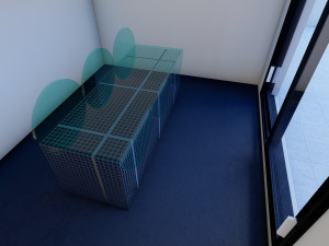 Colorful Glass Bench with a Large Cage 3D 模型