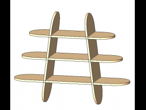 Tilted Wooden Shelf Modello 3D