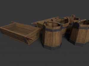Wooden Buckets Modelo 3D