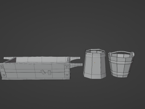 Wooden Buckets 3D Модель