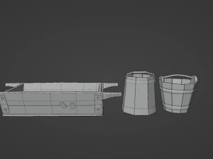 Wooden Buckets 3D Model