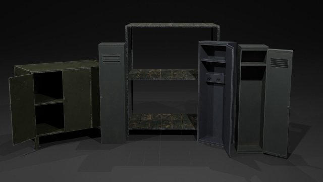 Lockers wooden shelf 3D Model .c4d .max .obj .3ds .fbx .stl .blend 