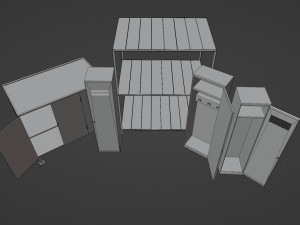 Lockers wooden shelf 3D Model