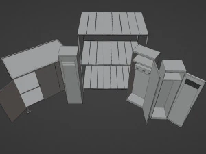 Lockers wooden shelf 3D Model