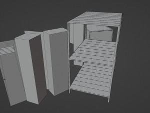 Lockers wooden shelf 3D Model