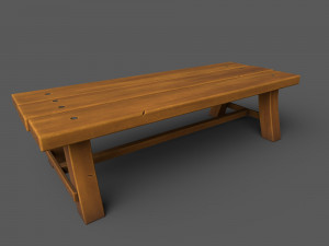 Low-Poly Tables wooden bench Model 3D