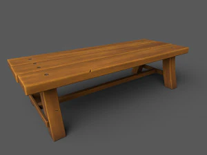 Low-Poly Tables wooden bench 3D Model