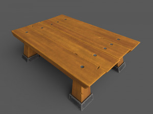 Low-Poly Tables wooden bench Model 3D