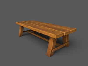 Low-Poly Tables wooden bench Model 3D