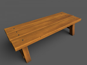 Low-Poly Tables wooden bench Model 3D