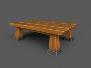 Low-Poly Tables wooden bench Model 3D