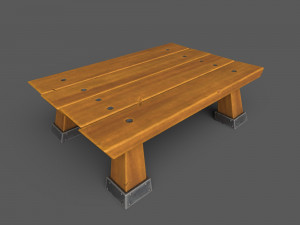 Low-Poly Tables wooden bench Model 3D