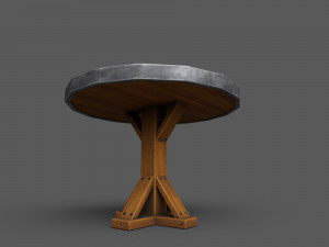 Low-Poly Tables wooden bench Model 3D