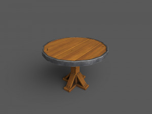 Low-Poly Tables wooden bench Model 3D
