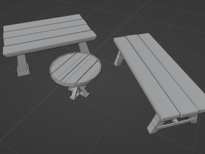 Low-Poly Tables wooden bench Model 3D