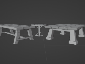 Low-Poly Tables wooden bench Model 3D