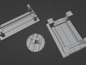 Low-Poly Tables wooden bench Model 3D