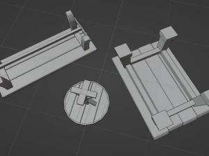 Low-Poly Tables wooden bench 3D Model