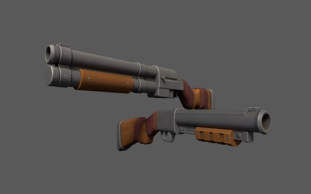 Fantasy Shotguns 3D Model .c4d .max .obj .3ds .fbx .stl .blend 