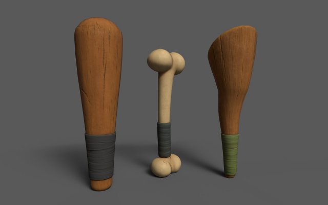 Cudgels wooden stick Model 3D .c4d .max .obj .3ds .fbx .stl .blend 