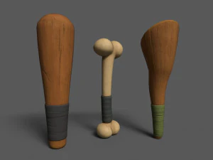 Tongkat kayu gada Model 3D