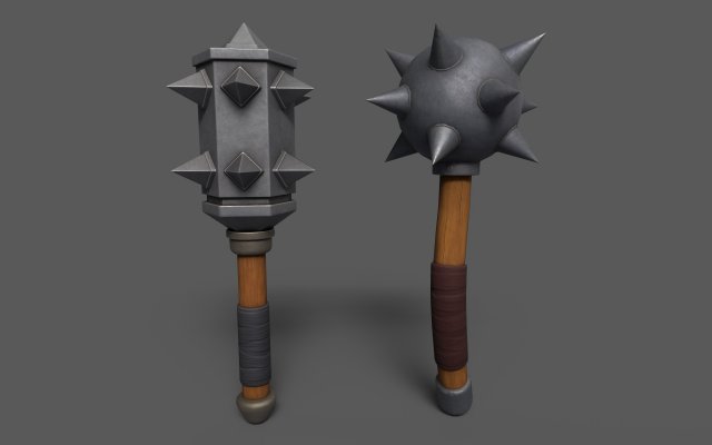 Maces weapon with spikes Modelo 3D .c4d .max .obj .3ds .fbx .stl .blend 