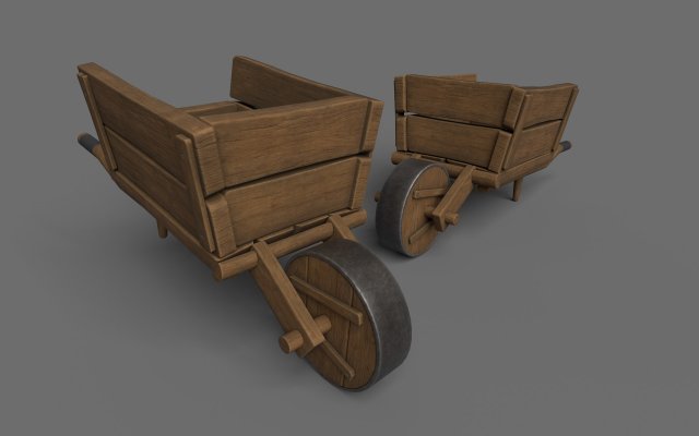 WoodenCart 3Dモデル .c4d .max .obj .3ds .fbx .stl .blend 