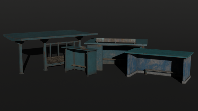Bus Stops 3Dモデル .c4d .max .obj .3ds .fbx .stl .blend