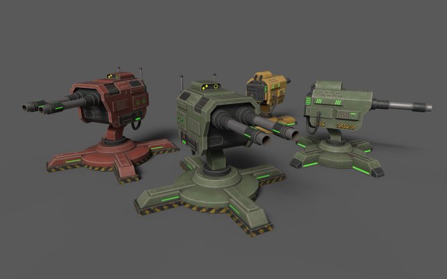 CannonTurrets Modello 3D .c4d .max .obj .3ds .fbx .stl .blend 