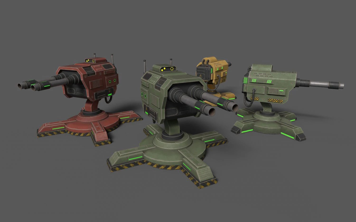 CannonTurrets 3D Model .c4d .max .obj .3ds .fbx .stl .blend 
