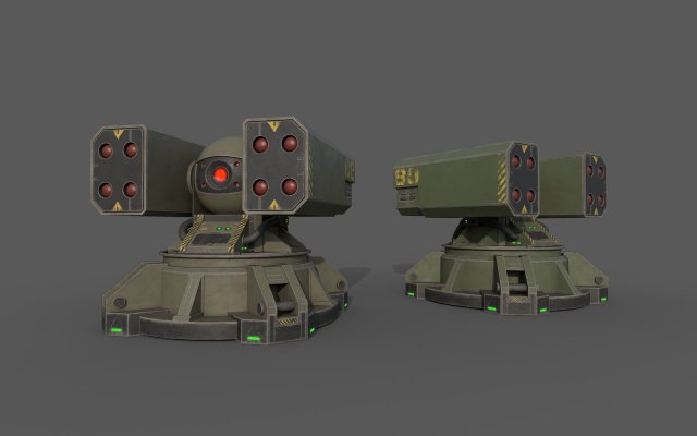 Sci-Fi MissileTurret 3Dモデル .c4d .max .obj .3ds .fbx .stl .blend 