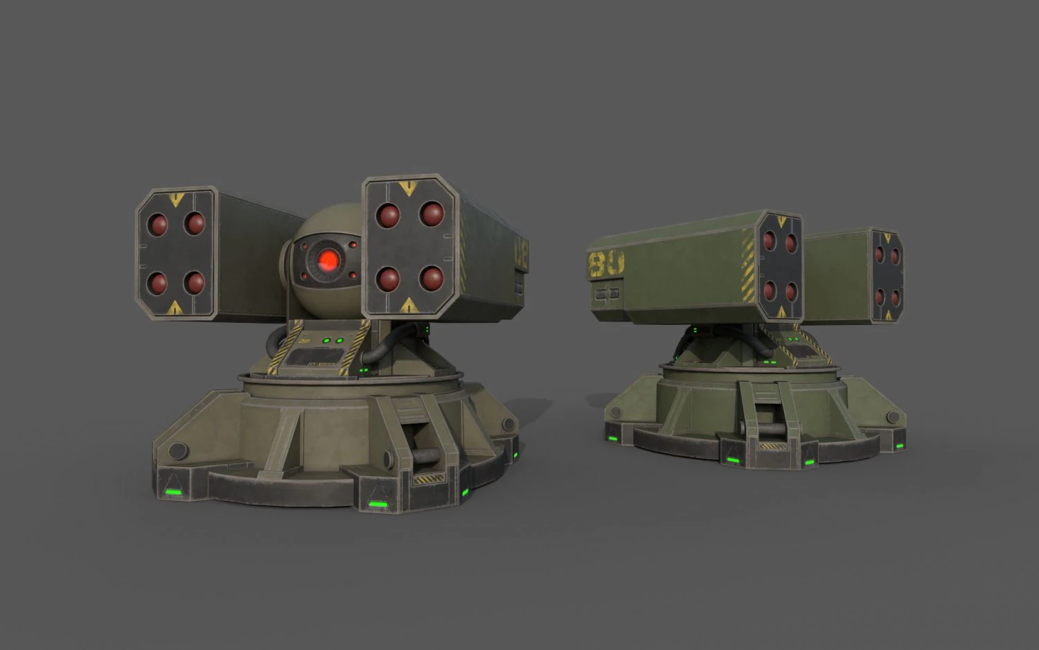 Sci-Fi MissileTurret 3D Model .c4d .max .obj .3ds .fbx .stl .blend 