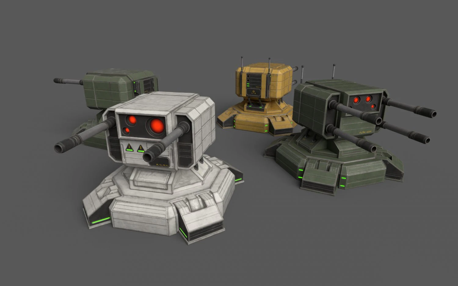 Combat Sci-Fi Turret 3D Model .c4d .max .obj .3ds .fbx .stl .blend 