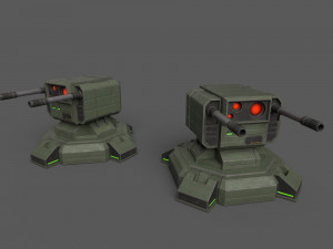 Combat Sci-Fi Turret 3D Model