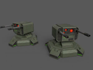 Combat Sci-Fi Turret 3D Model