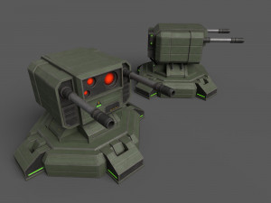 Combat Sci-Fi Turret 3D Model