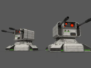 Combat Sci-Fi Turret 3D Model