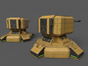 Combat Sci-Fi Turret 3D Model
