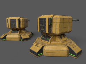 Combat Sci-Fi Turret 3D Model
