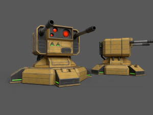 Combat Sci-Fi Turret 3D Model