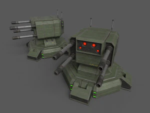 Combat Sci-Fi Turret 3D Model