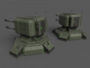 Combat Sci-Fi Turret 3D Model