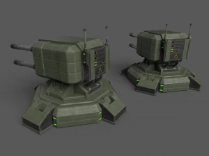 Combat Sci-Fi Turret 3D Model