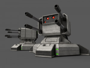 Combat Sci-Fi Turret 3D Model