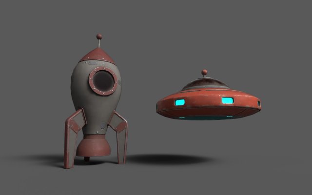 SpaceShips 3D Модель .c4d .max .obj .3ds .fbx .stl .blend 