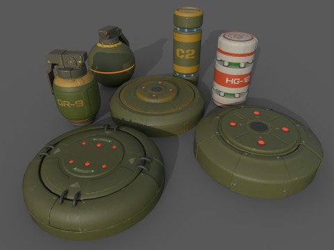 Sci-Fi Grenades-Mines 3Dモデル