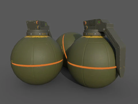 Sci-Fi Grenades-Mines 3D Model