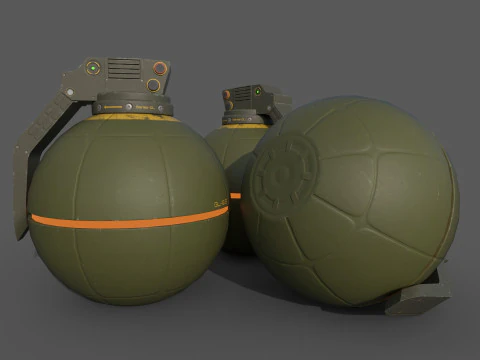 Sci-Fi Grenades-Mines 3D Model