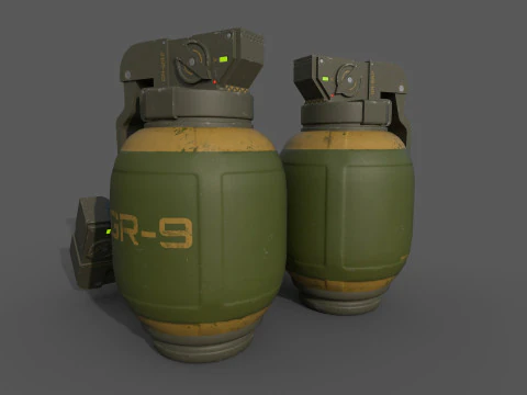 Sci-Fi Grenades-Mines 3D Model